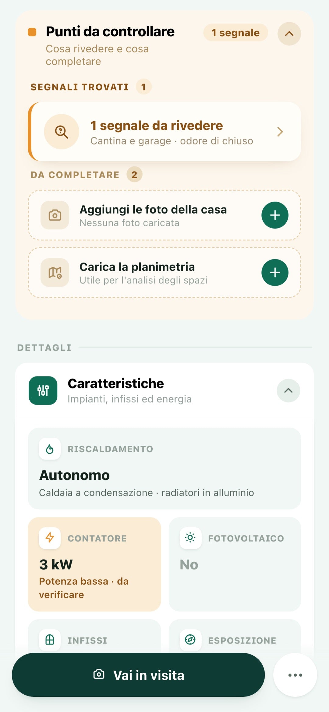 Punti da controllare, con la spesa indicativa accanto a ogni voce